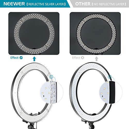 NEEWER RING LUMIÈRE AVEC TRIPOD SET: 18 pouces / 45 cm à l'extérieur 55W 5600K Lumière à anneaux LED dimmable avec télécommande Bluetooth pour téléphone portable / appareil photo pour YouTube Tiktok Self Portrait Photo, Tattoo Artist, Make -Up, Salons